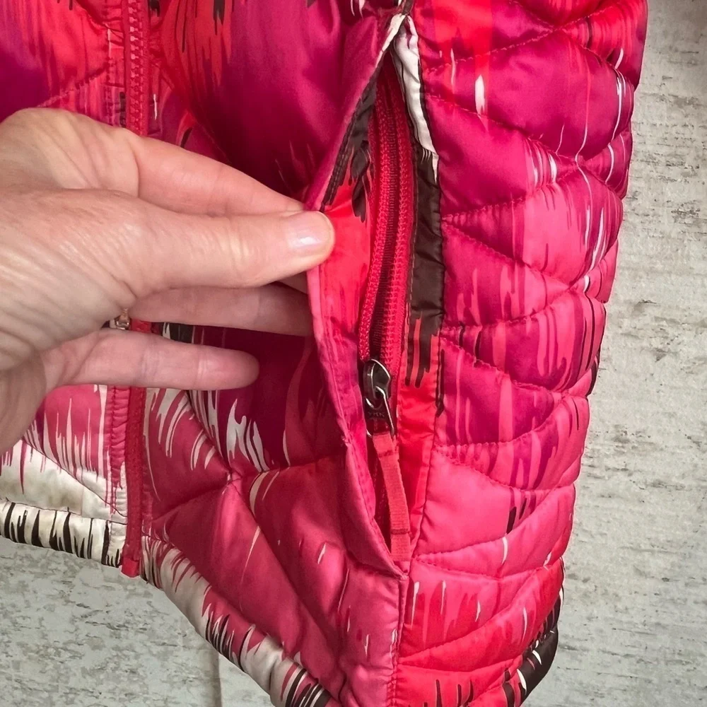 The North Face Girls XL 18 550 Fill Pink Brown White Down Ski Jacket Snowboard